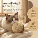 KYWYOYOU Rabbit Fur Ball Cat Toy, Real Bunny Fur with Natural Scent, Ultra Soft Interactive Catnip Balls, Golf Ball Size 2 Inches, Washable Indoor Exercise Toys, 6 Pack