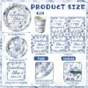 Zhehao 250 Pcs Something Blue Bridal Shower Plates Napkins Sets 50 Pcs 9'' Dinner Plates and 7'' Dessert Plate and 9oz Cups 100 Napkins Serves 50 Party Supplies Bridal Shower Engagement Decoration