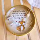 Gift for Mom, Fox Ring Dish Holder-"You make the world a better place just being in it", Gifts for Women Mother's Day Birthday Christmas, Mom Gifts for Birthday , Perfect Present for Mothers