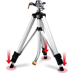 YAMATIC Impact Sprinkler on Adjustable Tripod Base, 360 Degree Large Area, Heavy Duty Adjustable Pulsator Sprinkler for Lawn, Yard and Grass Irrigation, Spray up to 20-90ft(36inch)