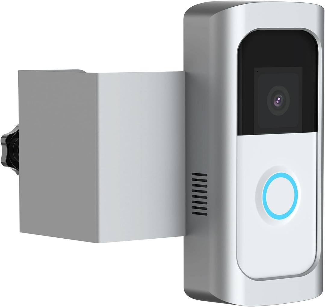 Anti-Theft Video Doorbell Camera Mount, No-Drill Bracket Holder Compatible with Video Doorbell, Not Block Doorbell Motion Sensor (Silver)