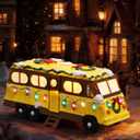 Thyle Lighted Christmas RV Village Decorations RV Lit Figurine with LED Lights, 7.87 Christmas Snow Holiday Decoration for Family Friends Movie Fans, Winter Tabletop Gift for Collectors