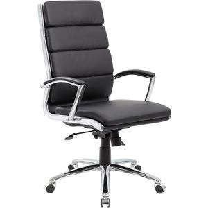 Boss Office Products CaressoftPlus Executive Chair, Traditional, Metal Chrome Finish 30D x 27W x 42H in