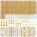 Funtopia Spacer Beads for Jewelry Making, 2500Pcs Gold Round Beads for Bracelets, 4mm 6mm 8mm Spacer Loose Ball Bead Star Pearls Letter Bead for DIY Bracelet Jewelry Making Craft