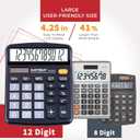 CATIGA 12 Digit Desk Calculator, Desktop Calculators with Large LCD Display & Big Buttons, Dual Power Solar & Battery, Standard Basic 4 Function Calculator for School, Office, Home