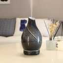 Black Art Glass Aromatherapy Diffuser 160ml ultrasonic Cool Mist Scent Aroma Essential Oil Diffuser Humidifier with Intermittent Mist & LED 7 Colorful Changing Night Light for Home-Star River