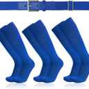 Baseball Socks and Belt Combo for Youth Adult - Softball Sock and Belt for Boys and Girls (3 Pairs of Socks & 1 Belt), Medium