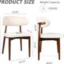 Modern Mid-Century Dining Chairs Set of 2, Cream Upholstered Fabric with Wooden Legs, Kitchen and Living Room Side Chairs, Standard