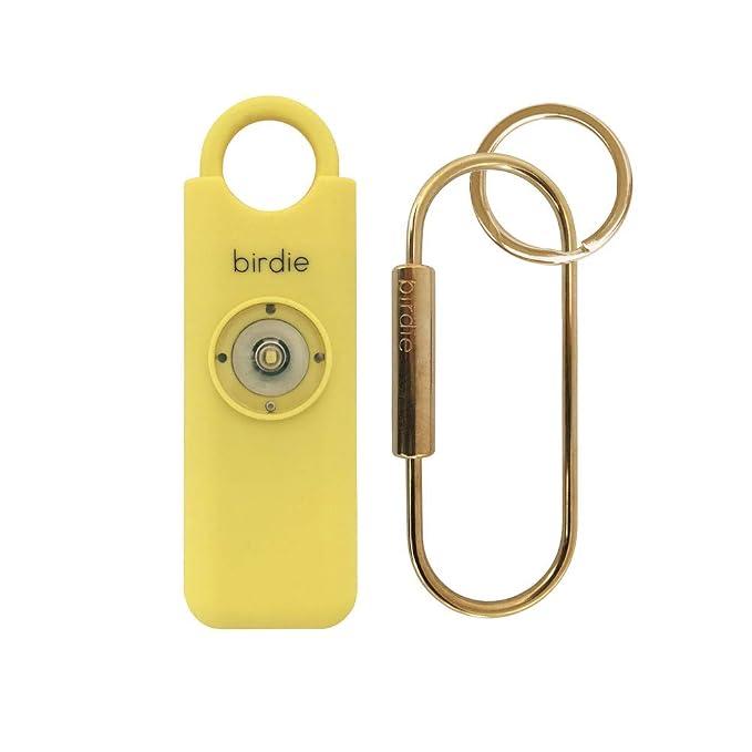 She’s Birdie––The Original Personal Safety Alarm for Women by Women––130dB Siren, Flashing Strobe Light, Solid Brass Key Chain and Key Ring in 5 Pop Colors. (Color Lemon)