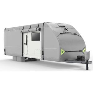 K-Musculo RV Cover, -24-27 FT Heavy Duty Travel Trailer Cover with 8 Layers Corner, Windproof and Waterproof Camper Cover with 4 Tire Cover & Tongue Jack Cover 2024