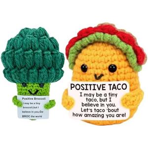 Mom Sister Gifts for Mothers Day Friends Birthday Gift for Women Men, Mini Positive Taco Emotional Inspirational Support Handmade Knitted Crochet Animals Christmas Stocking Idea Cute Desk Decor 3 Pack