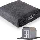 12.2 x 10.2 Ft Outdoor Storage Shed Floor Mat Waterproof, 500g/ Thickened Washable Furniture Dustproof Anti-Slip Pad for Patio, Moto, Car for Protect Flooring from Wear, Carport Dustproof Oil Mat