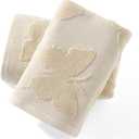 sense gnosis Beige Hand Towel Set of 2 Super Soft 100% Cotton Jacquard Weave Full Embossed Velvet Butterfly Pattern Highly Absorbent Decorative Hand Towels for Bathroom Spa 13x 29 Inch