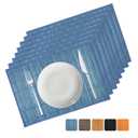 ANDSTAR Bamboo Placemats Set of 8 Non-Slip Waterproof - 12x18 Inch Reusable Table Mats for Kitchen Dining, Eco-Friendly Thick Heat Resistant Dishwasher Safe Home Decor (Green)
