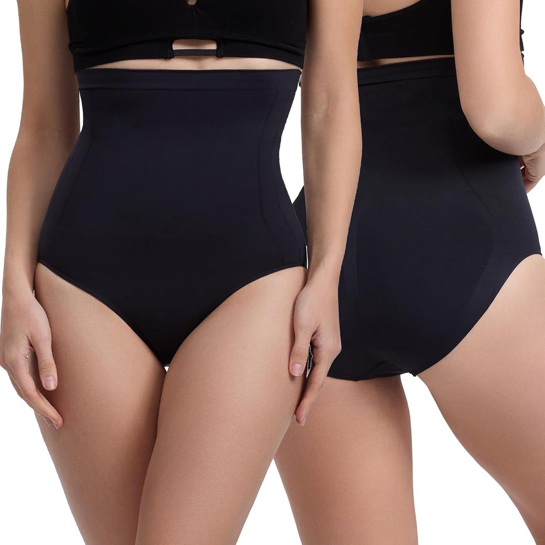 MUEE Women's Shapewear Tummy Control High Waisted Control Panties Butt Lifting Thong Shapewear Shorts (Beige, L)