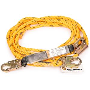 Guardian 01320 50 ft Vertical Lifeline Assembly (VLA) with Adjustable Rope Grab and Shock Absorber | OSHA Compliant