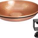 Monarch Abode Deck Mounted Bird Bath & Bird Feeder for Outdoors  Pure Copper Hand Hammered Birds Bath Bowl w/Detachable Iron Clamp, Birdfeeder and Birdbath for Outdoors Garden Backyard
