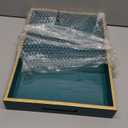 MAONAME Faux Leather Tray, Rectangular Serving Tray with Handles, Green Decorative Trays for Coffee Table, Shagreen Ottoman Trays for Living Room, Office, 17" x 12"