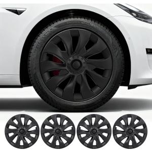 Wheel Covers for Tesla Model 3 18 inch Hubcaps 2017-2023 Hubcaps 4 Pcs Compatible with Tesla Molde 3 Rim Protector Replacement Wheel Cover Exterior Accessories,Matte Black