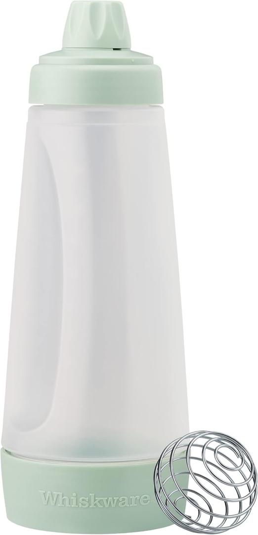 Whiskware Pancake Bottle, Batter Dispenser and Mixer with BlenderBall Wire Whisk, Durable, No-Mess, BPA Free, Dishwasher Safe, Mint, Pancake Batter Mixer