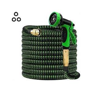 Garden Hose, Non-Expanding Water Hose with 10 Function Nozzle, Lightweight, Kink Free, Sturdy, Leak-Proof, Portable, Flexible Hose 50ft for Outdoor, Yard, Lawn, Car Wash and Camper Use