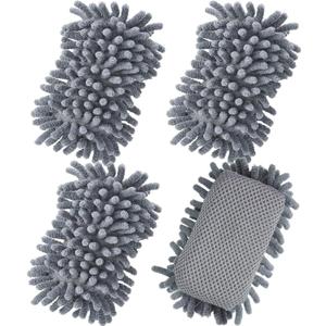 Zonon 4 Pieces Dry Erase Eraser Microfiber Shag Washable Whiteboard Eraser for Markers, Chalk, Classroom, Home and Office(Gray)