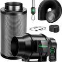 VIVOSUN Smart Air Filtration G6 Kit 6", AeroZesh G6 Inline Duct Fan with E12 Speed Controller, Carbon Filter & 8' Ducting, Cooling & Ventilation System for Grow Tents, Indoor Gardening, Hydroponics (Black+green Blades)