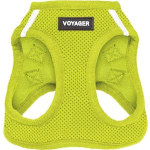 Best Pet Supplies Voyager Step-in Air Harness - All Weather Mesh, Reflective, No Pull Harness for Dogs, Cats - Secure with Hook & Loop Fastener, Buckle, Double D-Rings - Lime Green, L (L (Chest: 18 - 20.5"))