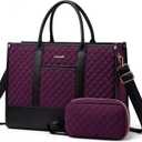 LOVEVOOK Laptop Bags for Women, 15.6 inch Waterproof Work Tote Bag with Clutch, Professional Teacher Computer Purse Lightweight Shoulder Bag Travel, Dark purple black