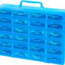 Toy Organizer Case with 24 compartments, Compatible With Hot Wheels Cars, Matchbox Cars, Mini Toys and Small Dolls etc. (Case only) (blue, 1pack)
