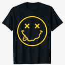 70s Yellow Smile Face Shirt Cute Happy X Eyes Smiling Face T-Shirt L