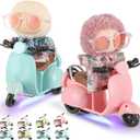 2 Pcs Doll Scooter Doll Vehicles Mini Electric Scooter with Music & Lights Could Rotate 360 Dolls Accessories Cute Scooters Ornaments Battery Not Included (Pink & Blue)