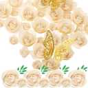 Gilprop 36 Pcs 3D Rolled Artificial Roses Paper Flowers for Crafts Graduation Cap Decoration Wall Decor Mini Crafts DIY Gift for Graduation Wedding Shadow Box Frame Cake Topper