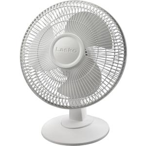 Lasko 12" Oscillating Table Fan for Home, Offices, Bedrooms, Living Rooms, 3-Speeds, Widespread Oscillation, Tilt-Back Fan Head, Portable, White, 2012