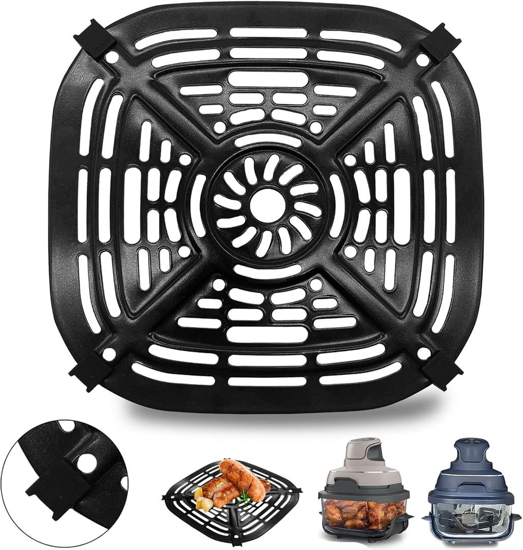 Air Fryer Replacement Parts for Ninja Crispi Air Fryer FN101GY, Air Fryer Accessories Grill Pan Plate Crisper Plate Rack Tray with Rubber Bumpers
