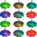 3D Printed Fidget Star with Detachable Handle,12 Pcs Colorful Fractal Expanded Hexagon Whirling Spiral Star Shaped Sensory Toys for Stress Relief Gifts for Kids