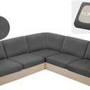 HDCAXKJ Waterproof Sectional Couch Cushion Covers 11 Pieces Stretch Jacquard L Shaped Corner Sofa Slipcover Back Cover Soft Sofa Seat Cushion Covers for Dogs Pet (5 Seater and 6 Backrest, Dark Gray)