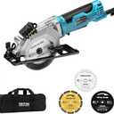 Seesii Mini Circular Saw with Laser Guide,4.8A 4000 RPM Compact Corded Circular Saw with Rip Guide,3 Blades (4-1/2") for Wood,Soft Metal,Tile,Plastic Cutting,Max Cut Depth 1-11/16"(90),1-1/8" (45)