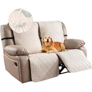 Genina Waterproof Recliner Loveseat Covers 100% Protection Recliner Covers 2 Seater Non-Slip Sofa Covers Washable Furniture Protectors Recliner Cover for Kids Pet Dog Beige