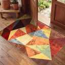YIHOUSE Brown Entryway Rug 2x3, Small Burnt Orange Rug for Indoor Entrance, Farmhouse Kitchen Rugs Washable,Geometric Area Rug,Vintage Welcome Mats for Front Door, Burgundy Boho Rugs for Entryway