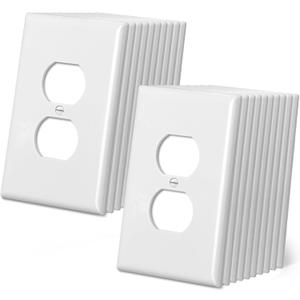 CML Jumbo Duplex Outlet Covers, 20 Pack Oversized Electrical Outlet Wall Plate, 1-Gang Switch Plates, Dual Receptacle Faceplate, Over-Size 3.5 x 5.5, Impact Resistant, Gloss White, ETL Listed