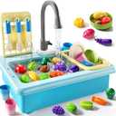 Play Sink with Running Water, Play Kitchen Toys Sink for Kids 3 4 5 6 7 Years Old, Electrical Dishwasher, Color Changing Kitchen Accessories, Dishes Games, Gifts for Toddlers 3-5
