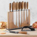 Schmidt Brothers -Heritage 12-Piece Kitchen Knife Set, High-Carbon German Stainless Steel Cutlery, Clear Acrylic Magnetic Knife Block