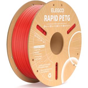 ELEGOO Rapid PETG Filament 1.75mm Red 1KG, High Speed 30-600mm/s 3D Printer Filament Dimensional Accuracy +/- 0.02 mm, 1kg Cardboard Spool(2.2lbs) Fits for Most FDM 3D Printers