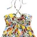 SOLY HUX Women's Boho Print Halter Cami Top Sleeveless Backless Ruffle Flared Summer Crop Tops (S)