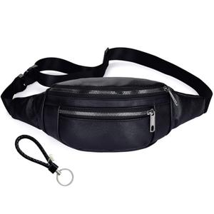 Genuine Leather Vintage Travel Fanny Pack Zipper Pockets with Key Ring Strap, Adjustable Strap Sling Bags Crossbody Daypack, Cowhide Leather Waist Backpack (Khaki)