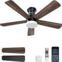 Minthouz Ceiling Fans with Lights, 42 inch Ceiling Fan with Light with APP/Remote Control, 6000K Dimmable LED, Modern Flush Mount Ceiling Fan for Indoor Bedroom Living Room, DC Reversible, Black