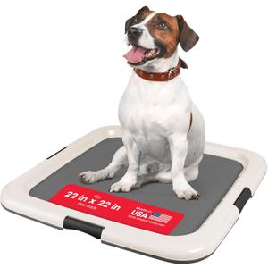 IRIS USA Pee Pad Holder for Dogs and Puppies, Potty Training Tray with Secured Latches, Non-Skid Feet, Leak Protection, Easy Clean Surface, Fits 22"x 22" Puppy Pads Size or Larger, Dark Gray