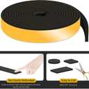 Weather Stripping Door Seal,Weather Stripping,Soundproof,Cold Insulation,High Density CR Foam Insulation Tape for Door, Front Door Frame, Windows,Sliding Door (Black, 1 in x 1/4 in x 13Ft)