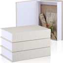 Tioncy 3 Pcs Fake Book Box Neutral Linen Book Box Decorative Faux Prop Storage for Farmhouse Home Decor shelf Table Card Photo DIY Keepsake Gift(8.6 x 6.1 x 1.8 Inch,Creamy White)